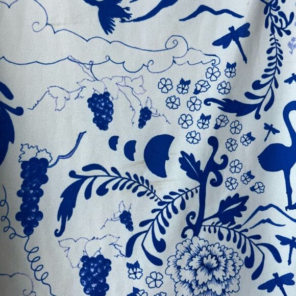 Dauphinette White Blue Porcelain Floral Print Sleeveless Tank Top Size Small - Picture 6 of 8